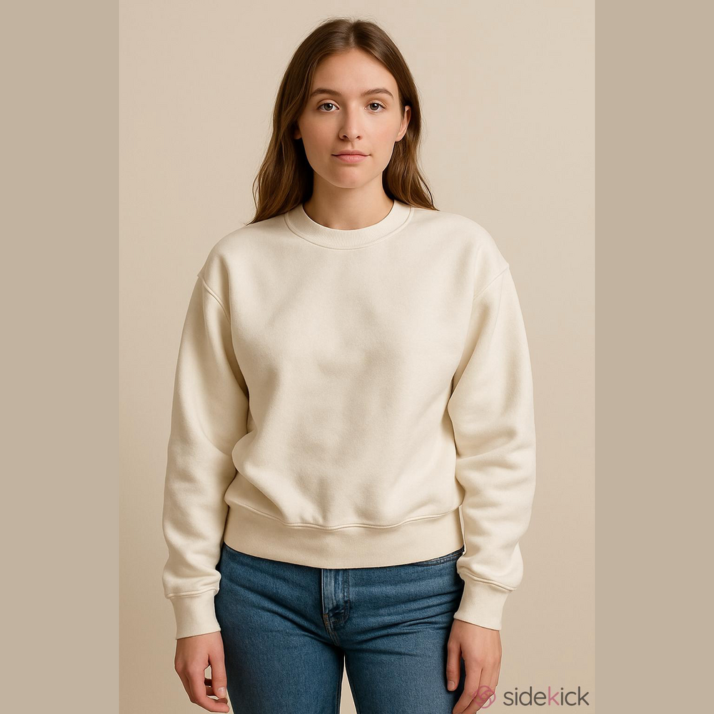 Fabletics Cream Crewneck Sweatshirt Eco Go-To Medium NWOT